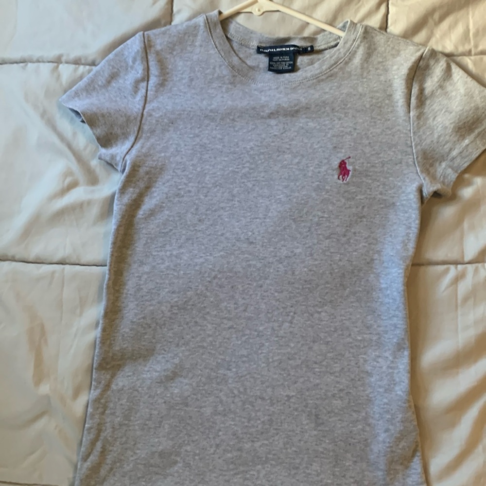 Ralph Lauren sport small grey with pink logo